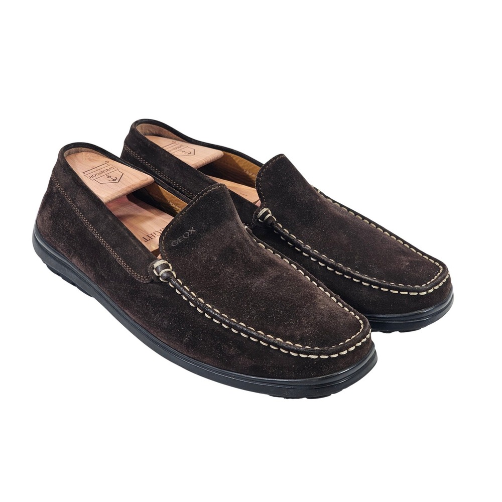 Geox Loafers Mens 44 Chocolate Brown Suede Respira‎ Driving Shoes Slip On 2185